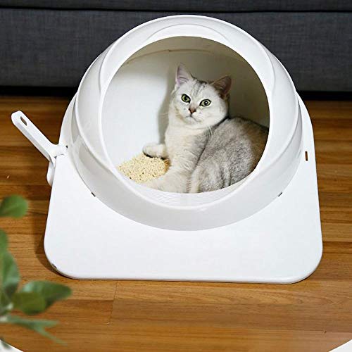 liangh Inodoro para Gatos,Caja De Arena para Gatos,Grande Inodoro para Mascotas De Plástico Semicerrado,53 * 46 * 36 Cm.