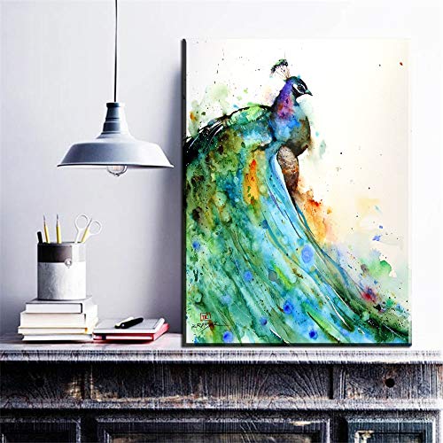 Lienzo De Pintura Xh2956 Lienzo Abstracto Moderno Arte Colorido Dibujos Animados Pavo Real Pájaro Pintura Al Óleo Sobre Lienzo Para Decoración Del Hogar Sin Marco Pared De 50x70cm