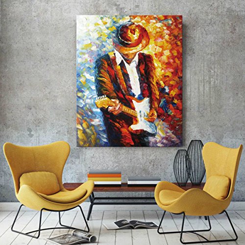 Lienzo pared Art Rock Pop música guitarrista guitarra jugador hombre expresión eléctrica arte para la decoración de la pared del salón, la lona imprime estirado y enmarcado listo para colgar