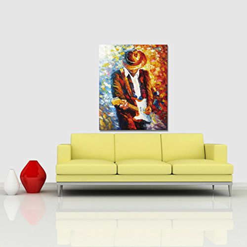Lienzo pared Art Rock Pop música guitarrista guitarra jugador hombre expresión eléctrica arte para la decoración de la pared del salón, la lona imprime estirado y enmarcado listo para colgar