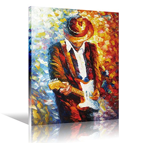 Lienzo pared Art Rock Pop música guitarrista guitarra jugador hombre expresión eléctrica arte para la decoración de la pared del salón, la lona imprime estirado y enmarcado listo para colgar