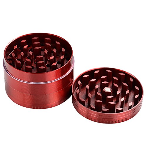 LIHAO 2" Grinder 4 Piezas Grinder Metálico con Rascador Polen para Hierbas y Especias (5cm, Rojo)