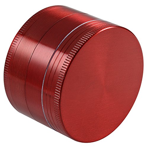 LIHAO 2" Grinder 4 Piezas Grinder Metálico con Rascador Polen para Hierbas y Especias (5cm, Rojo)