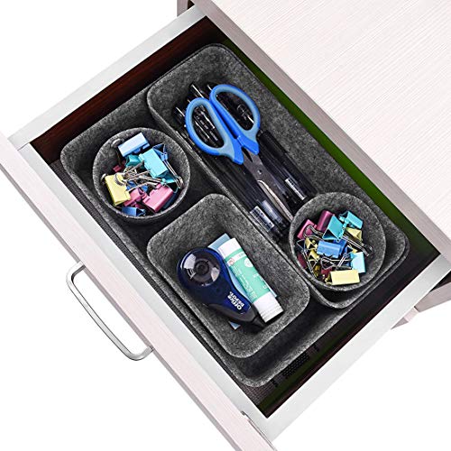 Liuzhou 8Pcs Organizadores de Cajones Fieltro Cesta de Almacenamiento Desmontable Caja de Almacenaje Organizador de Mesa para Cosméticos Accesorio Gris