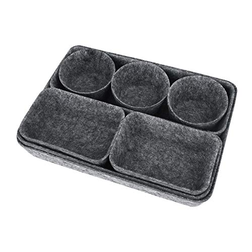 Liuzhou 8Pcs Organizadores de Cajones Fieltro Cesta de Almacenamiento Desmontable Caja de Almacenaje Organizador de Mesa para Cosméticos Accesorio Gris