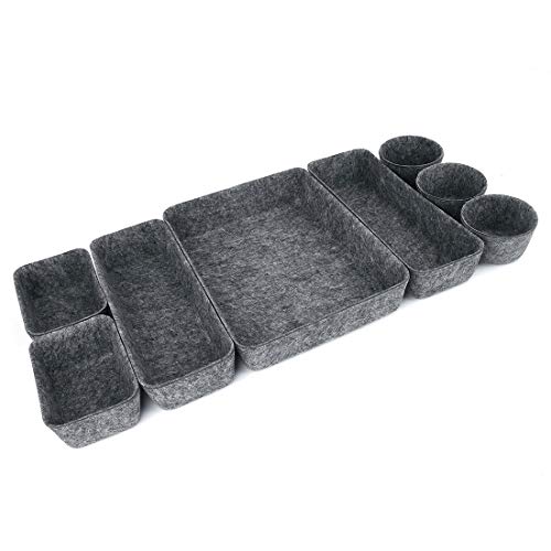 Liuzhou 8Pcs Organizadores de Cajones Fieltro Cesta de Almacenamiento Desmontable Caja de Almacenaje Organizador de Mesa para Cosméticos Accesorio Gris