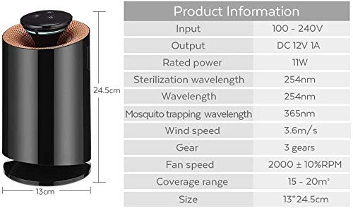 LKNJLL 3-en-1 multifuncional purificador de aire con ozono carbono activado fotocatalizador luz UV asesino del mosquito for uso en el hogar, olores, polvo, humo, moho removedor Con ionizador, varias v