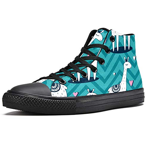 LORVIES Lamas - Zapatillas deportivas con coronas Happy Alpagas de lona para hombre, (multicolor), 45 EU