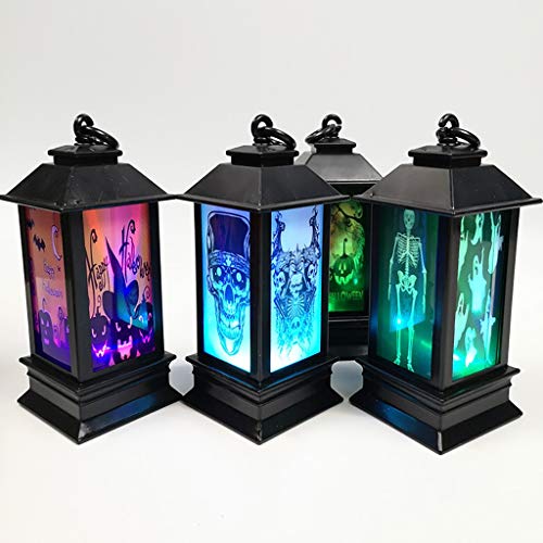 Los Productos Que candelabro lámpara luz de la Noche de Halloween Decorativos Faro de luz de la Llama simulada Bar portátil Calabaza Linterna (Color : D)
