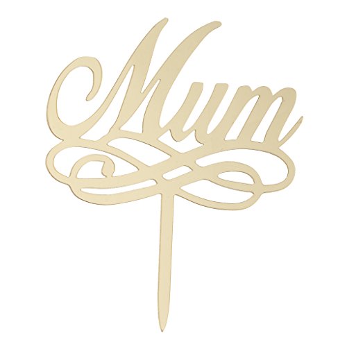 LOVIVER Mom Mum Acrylic Cake Topper Día De La Madre Pastel De Cumpleaños Centros De Mesa Negro/Dorado - Estilo 2