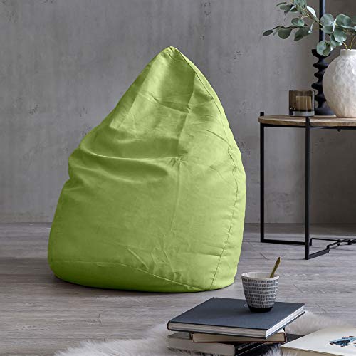 Lumaland Beanbag PUF otomano sillón Niño Puff XL Comfortline 120 lt Costuras reforzadas Verde