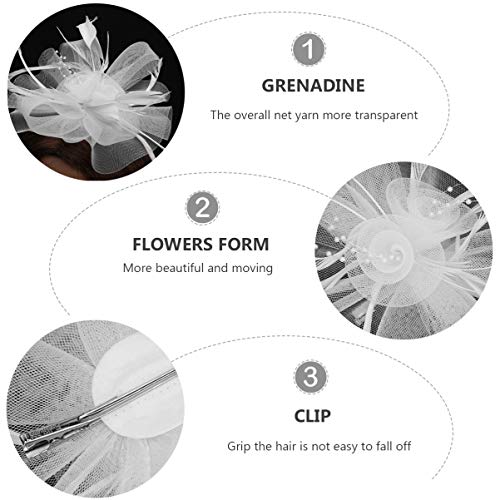 Lurrose Fascinadores Sombreros Diademas para La Fiesta Del Té Plumas de Malla Pinza para El Cabello Accesorios para El Cabello para Mujeres Traje de Cóctel de La Iglesia Suministros para