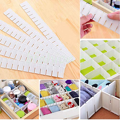Malayas®6 pzas Divisor Cajones DIY Cuadricula Organizador de Almacenaje Plastico Blanco, 43cm(17'') X 5cm(2'')