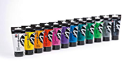 Marabu Artist carmín 120 ml, fina pintura acrílica en calidad artística, a base de agua, consistencia pastosa, alta pigmentación, muy buena luminosidad y opacidad, Color rojo