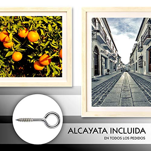 Marco de fotos hecho a mano 100% artesanal de madera y cristal tamaño DINA3 Ideal para regalo,diploma escolar,universitario o decoración hogar Madera vintage blanco Fabricado en España