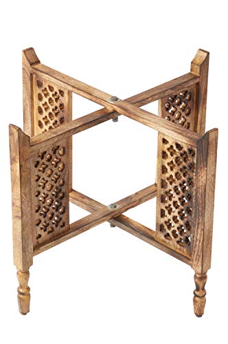 Marrakesch Hania - Mesa de centro (60 cm de diámetro, redonda, estilo oriental, plegable, estructura de madera), color marrón