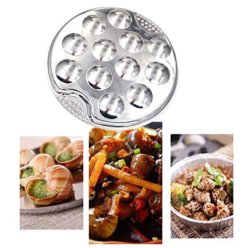Matedepreso Plato Caracol Plato Restaurante Seta Escargot Cena Acero Inoxidable 12 Agujeros Cocina casera Fácil Limpieza Resistente al Calor Ligero Servidor Hotel Vajilla