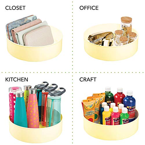 mDesign Bandeja rotatoria para ordenar cosméticos – Cesta organizadora con base giratoria 360º – Organizador de maquillaje para el cuarto de baño o el tocador – amarillo claro