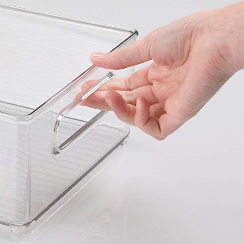 mDesign Juego de 4 Piezas para Cocina, con 2 envases de plástico para Alimentos, especiero y huevera con Tapa – Cajas organizadoras para Nevera – Cajas de plástico para refrigerador – Transparente
