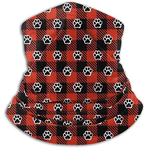 Merle House Calentador de cuello Gaiter Patas de perro Buffalo Plaid Soft Microfiber Headwear Face Scarf Mask para el invierno Clima frío Mantener el calor