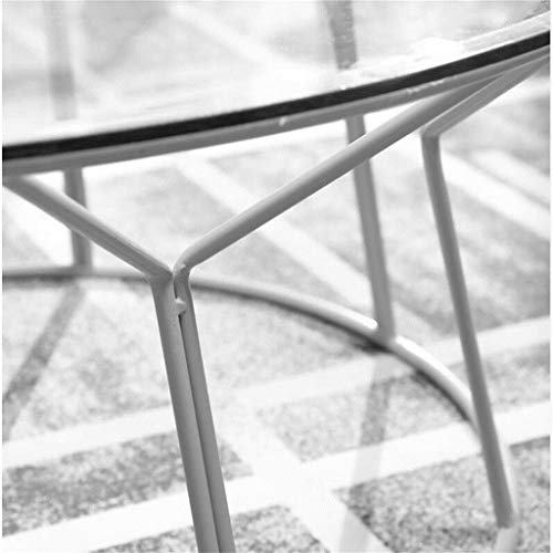 Mesa de Centro Redonda de Hierro Forjado, Estructura de Metal Ferroso, Superficie de Mesa de Vidrio Templado, Estable y sin agitación, se USA para sofá de la Sala, balcón, (tamaño: 60 × 60 × 45 cm)