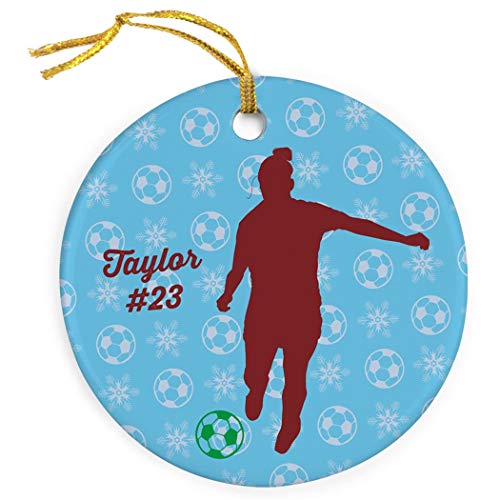 Mesllings Figura de Porcelana Personalizada de fútbol Adorno de Navidad para niña