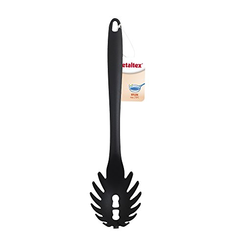 Metaltex Basic Cuchara de Spaghetti, Nailon, Negro, 25x15x5 cm