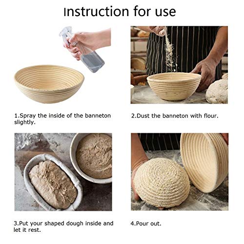Miaoao 10 Pulgadas Pan Redondo de corrección de la Cesta Fermentación Cesta del país de Bakers Professional (con Ropa de Cama Liner) (Color : White)