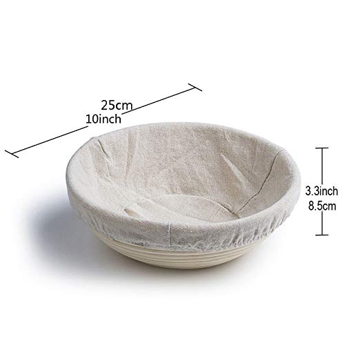Miaoao 10 Pulgadas Pan Redondo de corrección de la Cesta Fermentación Cesta del país de Bakers Professional (con Ropa de Cama Liner) (Color : White)