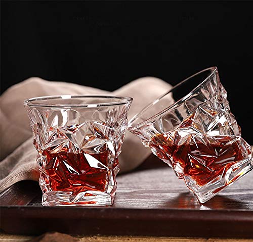 MINGZE Vasos de Whisky Lujoso, 275ML Vaso Whisky Ultra Claridad Vidrio Accesorios de Vino, para Bar Beber Borbón, Cócteles, Whisky, Vodka, Juice, Cocktail (Juego de 2 Glaciar, 300ML)