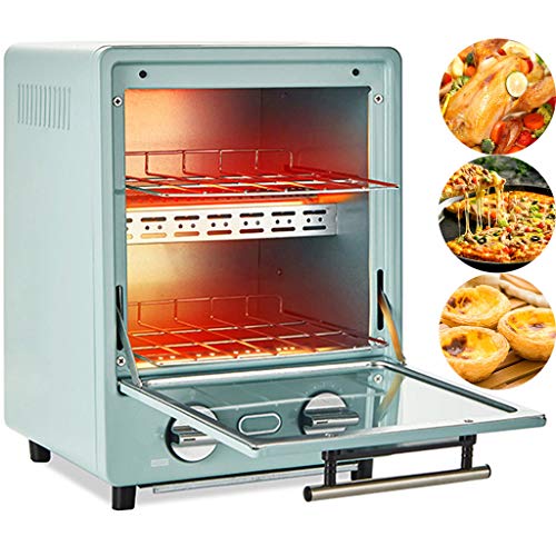 Mini Horno Eléctrico, Horno Tostador Retro Inteligente, Horno Microondas De Convección Para Encimera Con Bandeja Y Rejilla Para Hornear, Horno Microondas Vintage Multifunción,Verde