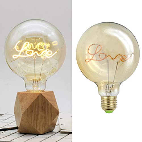 Mobestech E27 G125 Edison Bombillas Creativas LED Love Bombilla Regulable de Ahorro de Energía Bombilla para San Valentín Regalo Boda Decoración