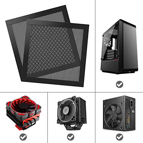 MoKo [4PZS] Filtro de Ventilador de PVC Antipolvo para Caja de Ordenador 140MM, Rejilla Cubierta de Ventilador con Marco de Goma Magnética de Aire Malla para Caja de Computadora - Negro