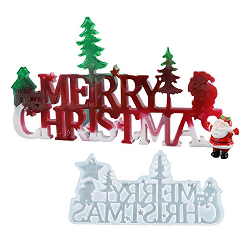 Molde De Silicona 3D Feliz Navidad, Moldes De Resina Para Bricolaje No Tóxicos, Adornos De Listado Reutilizables, Molde De Yeso, Fabricante De Decoración Navideña, Fácil De Desmoldar 11.8x6.3 ''