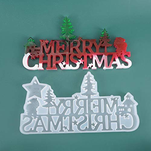 Molde De Silicona 3D Feliz Navidad, Moldes De Resina Para Bricolaje No Tóxicos, Adornos De Listado Reutilizables, Molde De Yeso, Fabricante De Decoración Navideña, Fácil De Desmoldar 11.8x6.3 ''