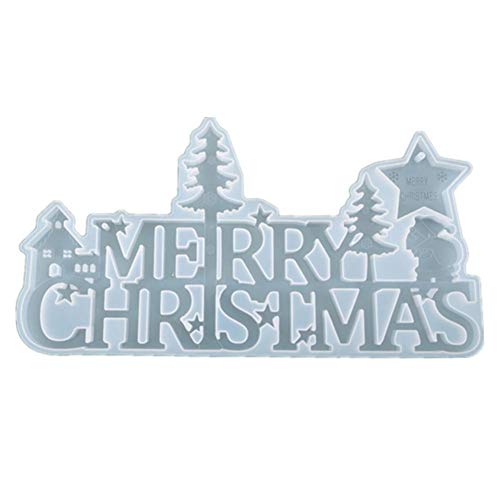 Molde De Silicona 3D Feliz Navidad, Moldes De Resina Para Bricolaje No Tóxicos, Adornos De Listado Reutilizables, Molde De Yeso, Fabricante De Decoración Navideña, Fácil De Desmoldar 11.8x6.3 ''