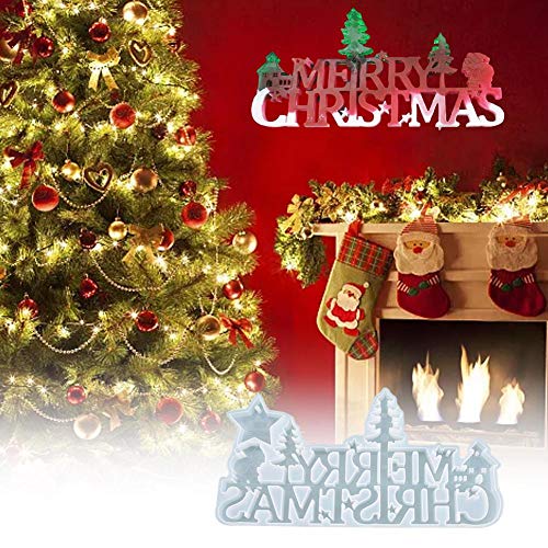 Molde De Silicona 3D Feliz Navidad, Moldes De Resina Para Bricolaje No Tóxicos, Adornos De Listado Reutilizables, Molde De Yeso, Fabricante De Decoración Navideña, Fácil De Desmoldar 11.8x6.3 ''