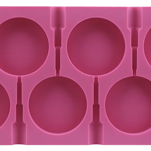 Molde de silicona para 6 piruletas grandes, caramelos, bombones, hielo, decoración de tartas, jabón, etc., incluye 50 palitos para piruletas rosa