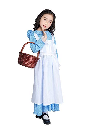 MOLINGXUAN Disfraces de Halloween, Disfraces de Halloween Granja Uniforme Azul de la Muchacha del niño del Lunar Cos Vestido de la Criada,S