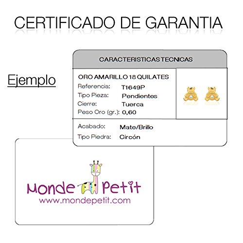 Monde Petit T1854PR - Pendientes de Niña oro 18 kts. Osita Esmaltada