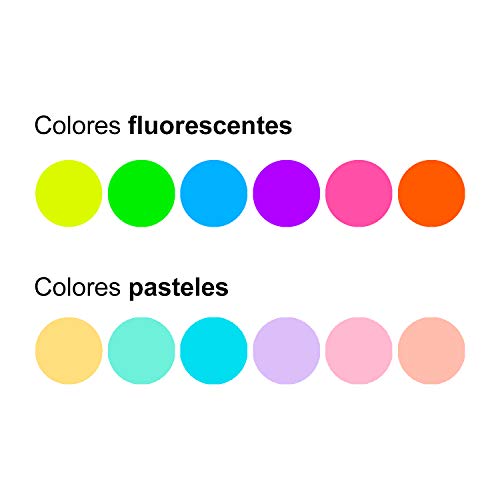 MP - Subrayadores Mini Color Pastel y Fluorescentes, Puntas Biseladas y Trazo - Estuche 12 Marcadores Multicolor