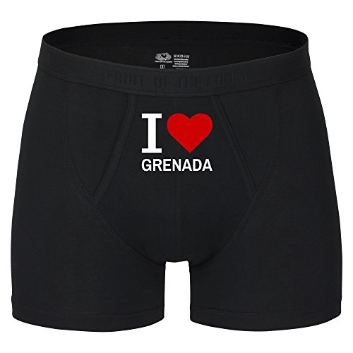 Multifanshop Classic I Love Grenada - Calzoncillos tipo bóxer para hombre (talla S - 2XL Negro XL
