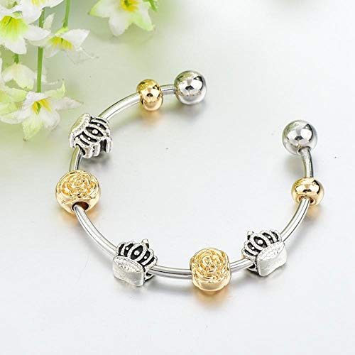 N/A Pulsera Joyas Color Plateado Antiguo Acero Inoxidable Tallado Pulseras De Brazalete De Trigo Abierto para Mujeres Hombres Joyería De Fiesta Aberto Bra