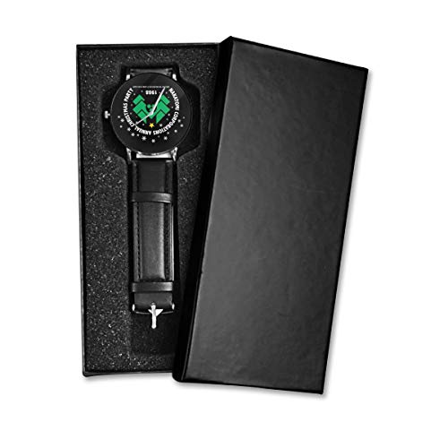 Nakatomi - Reloj de Pulsera de Piel con Correa de Piel Negra para Hombre y Mujer, diseño de Copos de Nieve, Unisex, Ideal para Negocios