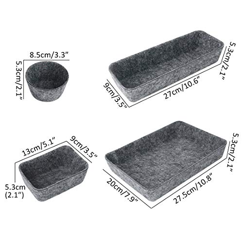 Nati Organizador de Cajones 8Pcs Organizadores de Cosméticos Accesorio Fieltro Cesta de Almacenamiento para Mesa Escritorio Desmontable Bandeja de Almacenaje Gris