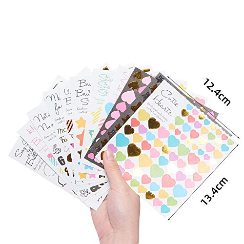 NBEADS 11 Hojas Pegatinas de álbum de Recortes de Bricolaje de Color Mixto, Adhesivos de Decoraciones de PVC Surtidos para Manualidades de Bricolaje Scrapbooking