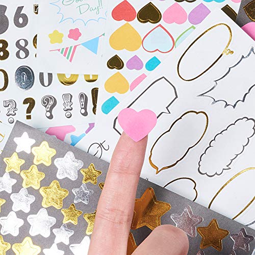 NBEADS 11 Hojas Pegatinas de álbum de Recortes de Bricolaje de Color Mixto, Adhesivos de Decoraciones de PVC Surtidos para Manualidades de Bricolaje Scrapbooking