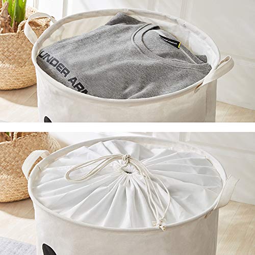 NEW POWER Grande Cestos de Guardar Ropa, Plegable Ropa Sucia Estar Cestas de Almacenamiento,Impermeable con Cordón Interior al Cesta-H50 x W40 cm(65L),Perro Sonriente.
