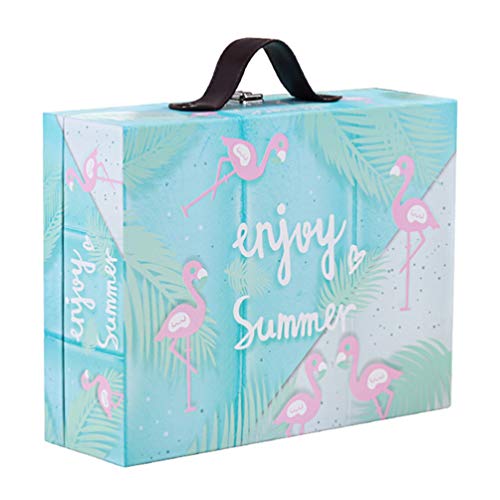 Non Cajas de Cartón de Almacenamiento Decorativo con Asa Maleta Tropical Porta Baratijas Maleta Caja de Cartón de Papel Contenedor