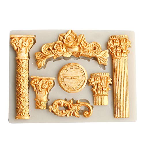 Ohhome Columna romana europea de bricolaje Moldeado de gel de sílice de chocolate con azúcar Molde de pastel Moldeado de modelado y decoración Productos de buena calidad